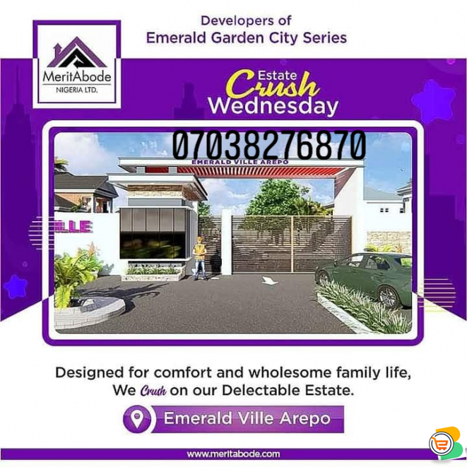 We are Selling Plots of Land at Emerald Garden VILLE Arepo, 5mins to Lagos State Governors Office