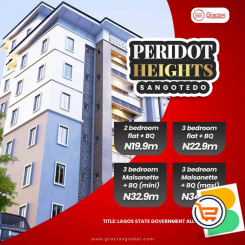 Flats and Maisonettes For Sale at Peridot Heights, Sangotedo  (Call or Whatsapp - 08033444646)