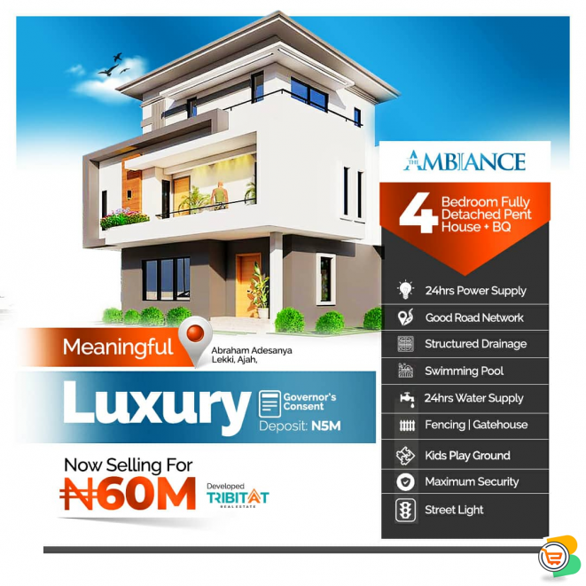 4 Bdr Fully Detached Penthouse  For Sale at Abraham Adesanya - Call  09099975849
